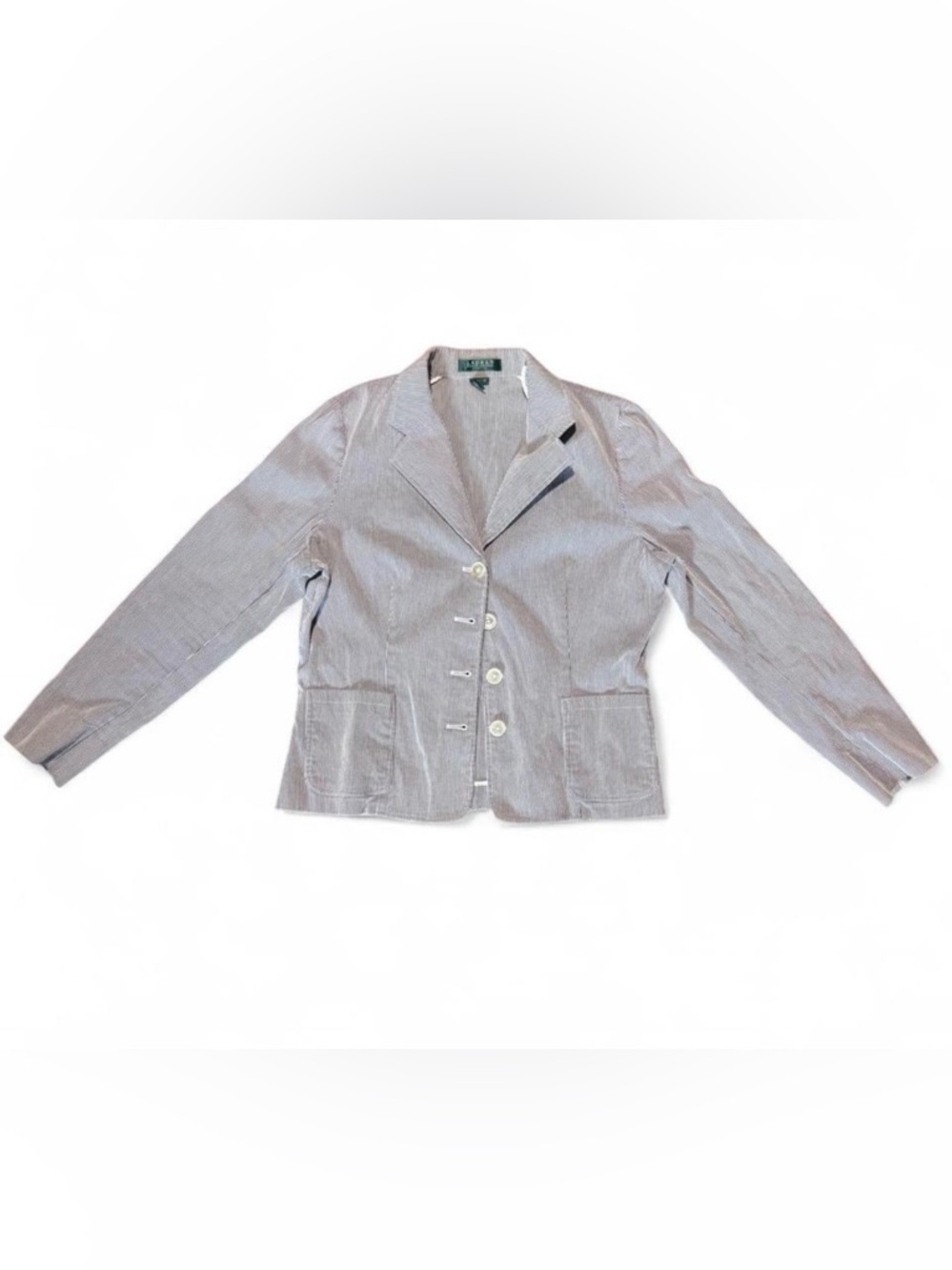 Ralph Lauren Light Gray Striped Cotton Blazer